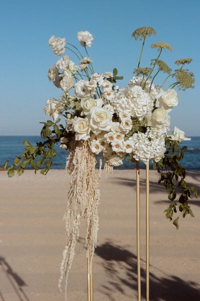 Detail shots of flowers before ceremony wedding in chileno bay auberge resort in los cabos