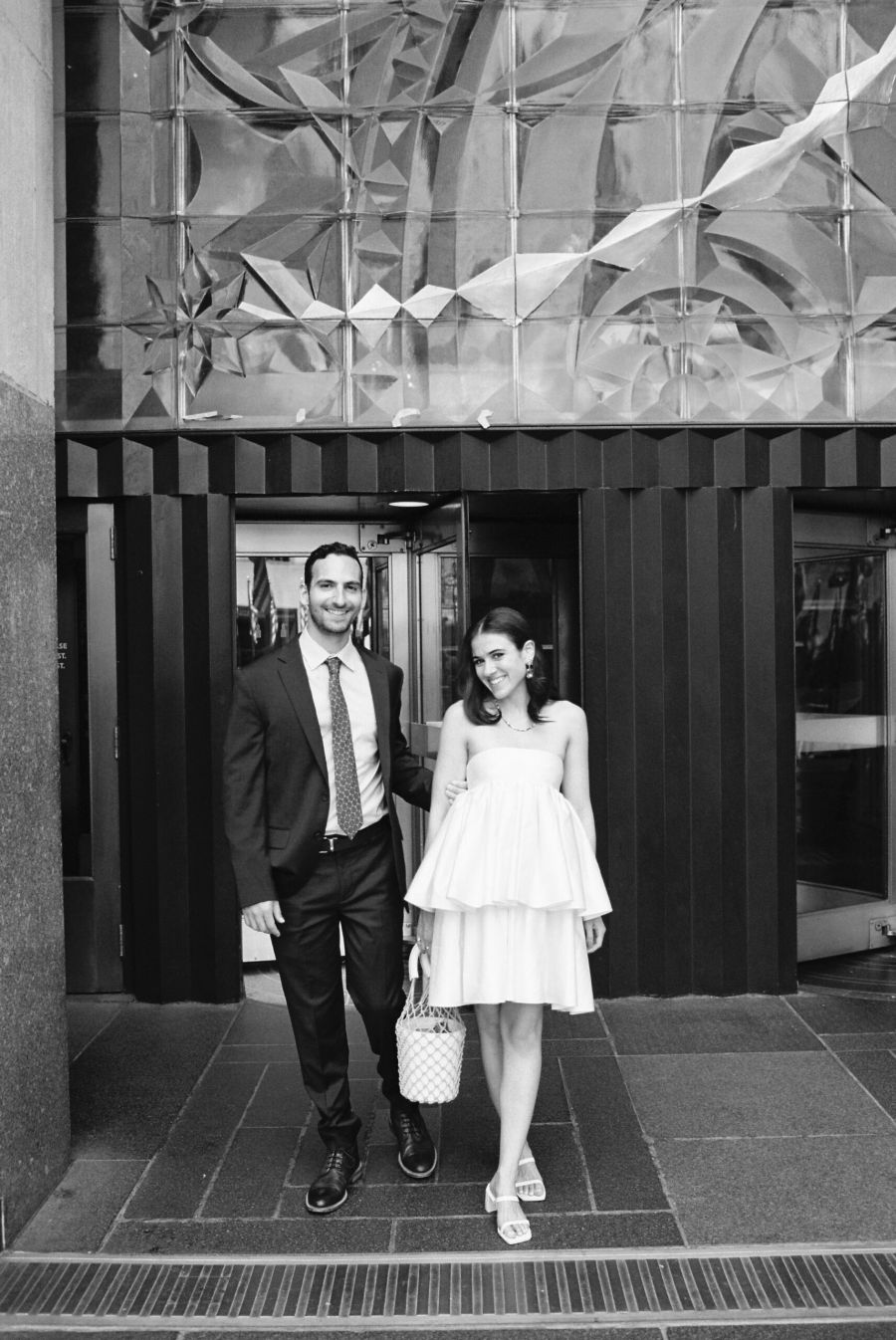 Bride and groom court in new york city during elopement