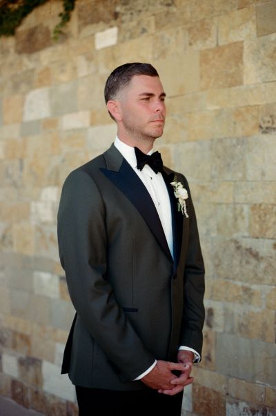 Groom before first look for wedding in chileno bay auberge resort in los cabos