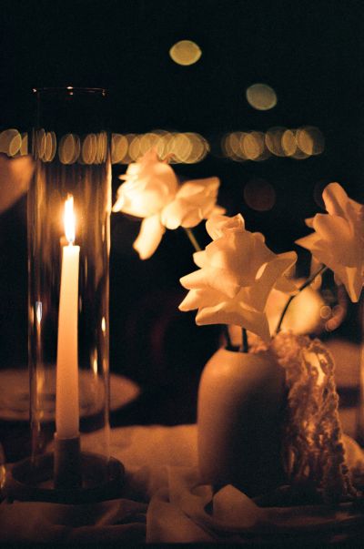 Candlelights of reception of wedding in chileno bay auberge resort in los cabos