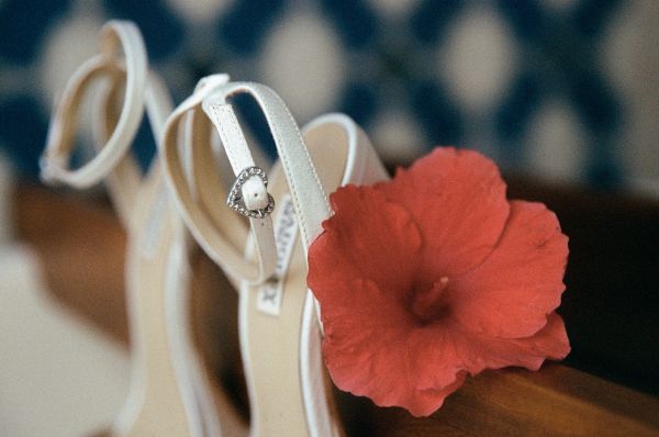 Detail shot of shoes while getting ready for wedding in chileno bay auberge resort in los cabos