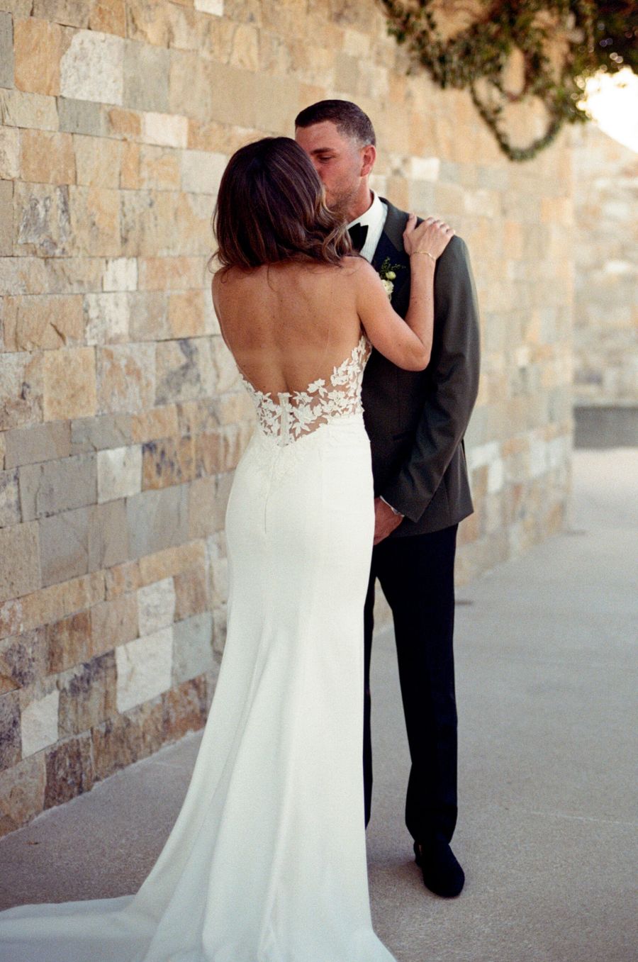 Groom and bride during first look before wedding in chileno bay auberge resort in los cabos