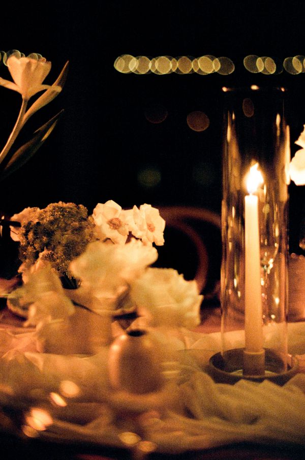 Candlelights of reception of wedding in chileno bay auberge resort in los cabos