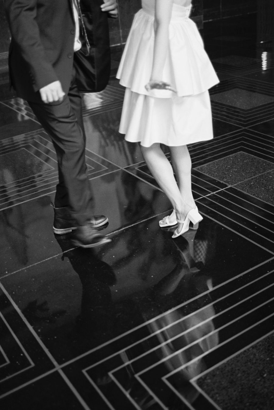 Bride and groom court in new york city during elopement